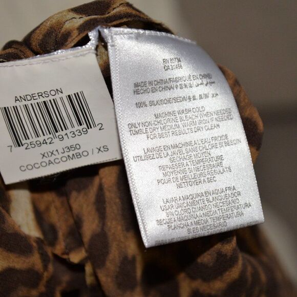 BCBGMaxAzria 100% Silk Anderson Leopard Print Semi Sheer Blouse Sz XS - Picture 6 of 7